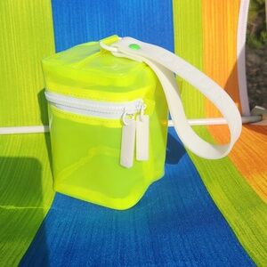 ✨️Drunk Elephant Neon Yellow Clear Cosmetic Pouch with White Strap